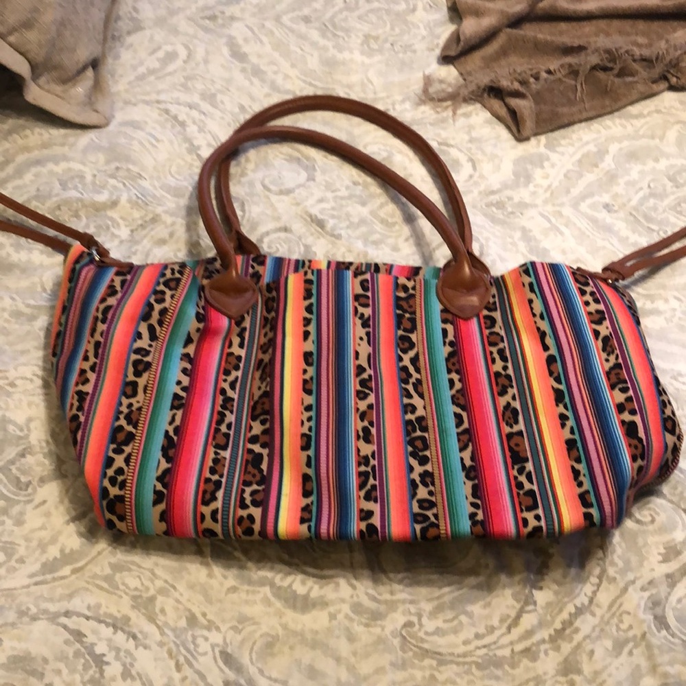 Leopard serape bag